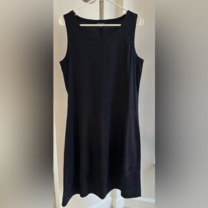Eileen Fisher Black Mini / Midi Dress size S but i. a.big as M, seams structure
